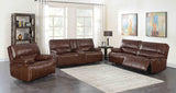 Saddle Brown Leather Power Living Room Sets 3 Pc Set