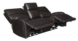 Dark Brown Leather Power Living Room Sets 3 Pc Set