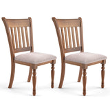 2 Pieces Vintage Wooden Upholstered Dining Chair Set with Padded Cushion
