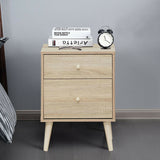 Freestanding Bedside Nightstand with 2 Storage Drawers and Rubber Legs