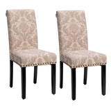 Set of 2 Fabric Upholstered Dining Chairs with Nailhead