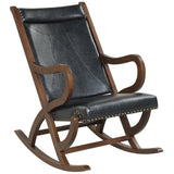 Modern Rocking Chair with PU Cushion and Rubber Wood Frame