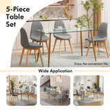 4 Pieces Modern Dining Chair Set with Wood Legs and Fabric Cushion Seat