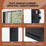 Wall Mounted Jewelry Cabinet with 3-Color Lights