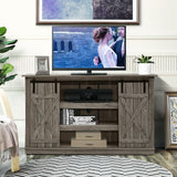 Farmhouse Wood TV Stand for Tvs up to 60 Inch with Sliding Barn Doors