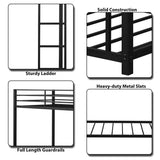 Sturdy Metal Bunk Bed Frame Twin over Twin with Safety Guard Rails and Side Ladder