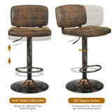 Set of 2 Vintage Bar Stools with Adjustable Height and Footrest