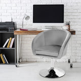 360-Degree Swivel Accent Chair with Round-Back and Chrome Frame for Makeup