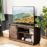 Sliding Barn Door TV Stand with Adjustable Shelf and Cable Holes for 50 Inch TV