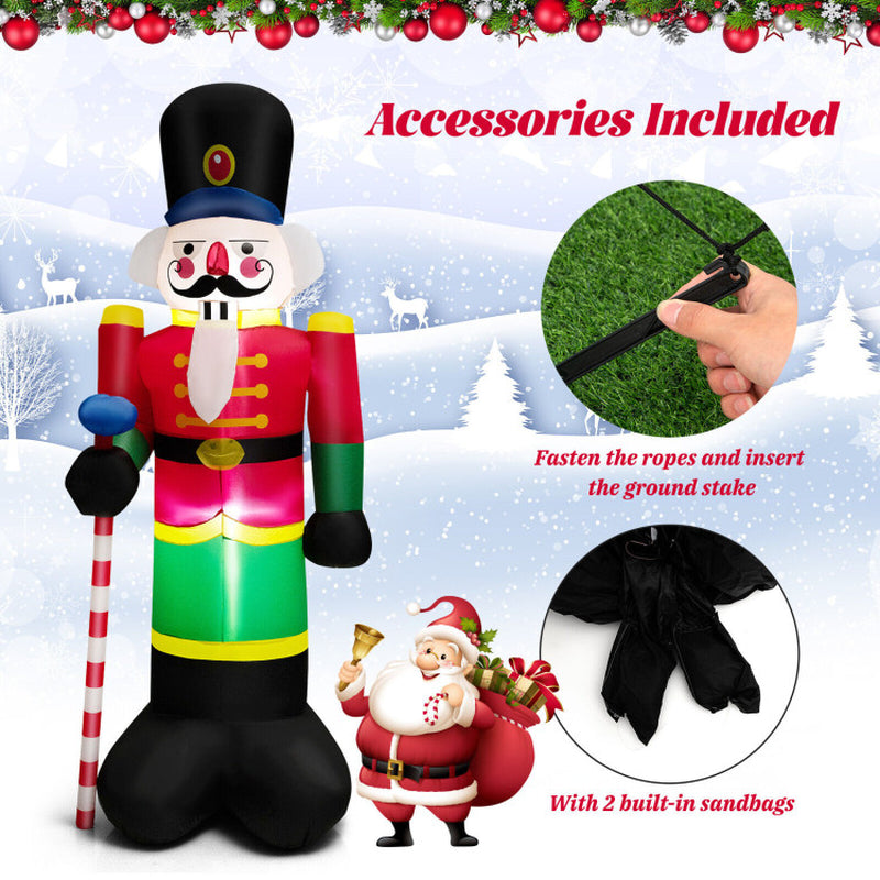 8 Feet Inflatable Nutcracker Soldier with 2 Built-In LED Lights