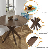 35 Inch Modern round Wood Dining Table with Solid Legs
