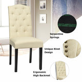 Set of 2 Modern Armless Tufted Kitchen Dining Chairs with Padded Seat