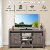 55 Inch TV Sliding Barn Door Entertainment Center with Adjustable Shelves