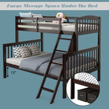 Twin over Full Bunk Bed with Ladder and Guardrail