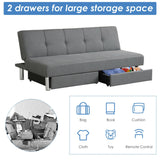 3-Seat Convertible Sofa Bed with 2 Large Drawers and 3 Adjustable Angles