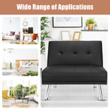 Folding PU Leather Single Sofa with Metal Legs and Adjustable Backrest