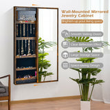 Wall Mounted Jewelry Full-Length Mirror Slide Cabinet Armoire