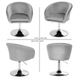 360-Degree Swivel Accent Chair with Round-Back and Chrome Frame for Makeup
