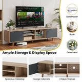63 Inch TV Stand with 2 Doors and Open Shelves for Living Room