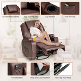 360-Degree Swivel Massage Recliner Chair with Remote Control for Home