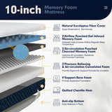 10 Inch Hybrid Mattress Plush Gel Infused Memory Foam Bamboo Charcoal