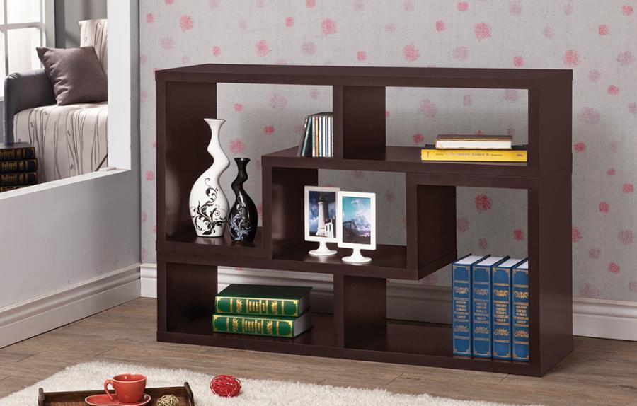 Velma Convertible TV Console and Bookcase Cappuccino