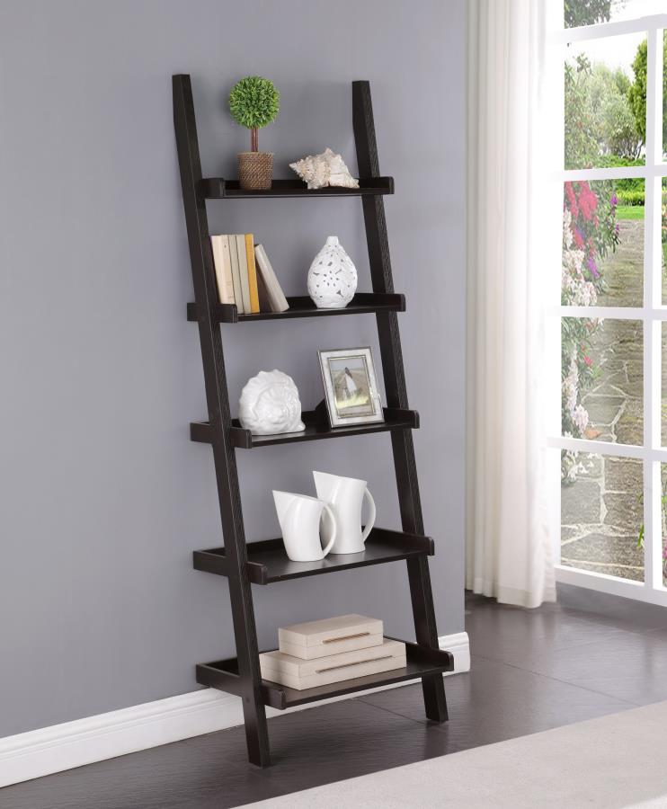 Bower 5-shelf Ladder Bookcase Cappuccino