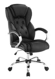 Tufted High Back Office Chair Black and Chrome