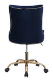 Upholstered Office Chair with Nailhead Blue and Brass