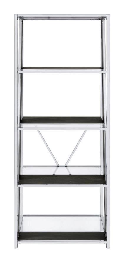 Alamosa 4-tier Bookcase with Glass Shelf Chrome