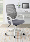 Adjustable Height Upholstered Office Chair Grey and White