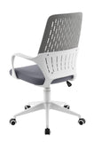 Adjustable Height Upholstered Office Chair Grey and White