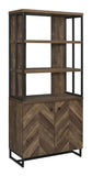 Millbrook 2-door Bookcase Rustic Oak Herringbone and Gunmetal