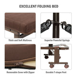 Adjustable Folding Guest Bed Frame with Mattress and Wheels
