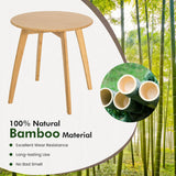Bamboo round Side Table with 4 Splayed Legs and round Tabletop for Living Room