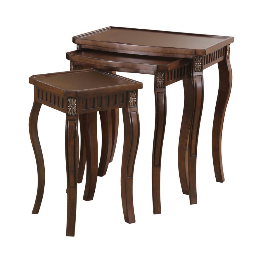 3-piece Curved Leg Nesting Tables Warm Brown