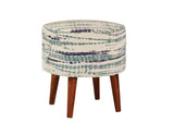 Round Accent Stool Blue and White