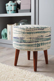 Round Accent Stool Blue and White