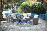 Vista 4 Piece All Weather Wicker Sofa Seating Group with Cushions and Coffee Table