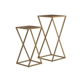 2-piece Square Nesting Table Weathered Natural and Gold