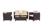 Helio 4 Piece All Weather Wicker Sofa Seating Group with Cushions and Coffee Table