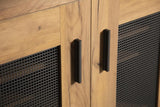 Metal Mesh Door Accent Cabinet Golden Oak