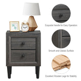 2 Pieces Multipurpose Retro Nightstand Set with 2 Drawers