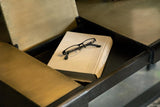 Purston Writing Desk with Hidden Storage Black and Brass