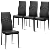 Set of 4 High Back Dining Chairs with PVC Leather and Non-Slip Feet Pads