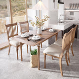 Extendable Wooden Dining Table with Rubber Wood Legs