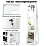 Standing Lockable Jewelry Storage Organizer with Full-Length Mirror