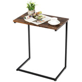 C-Shaped Industrial End Table with Metal Frame