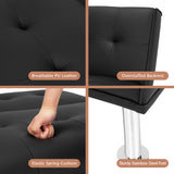 Folding PU Leather Single Sofa with Metal Legs and Adjustable Backrest