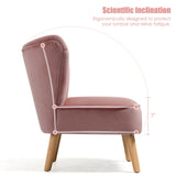 Modern Armless Velvet Accent Chair with Wood Legs